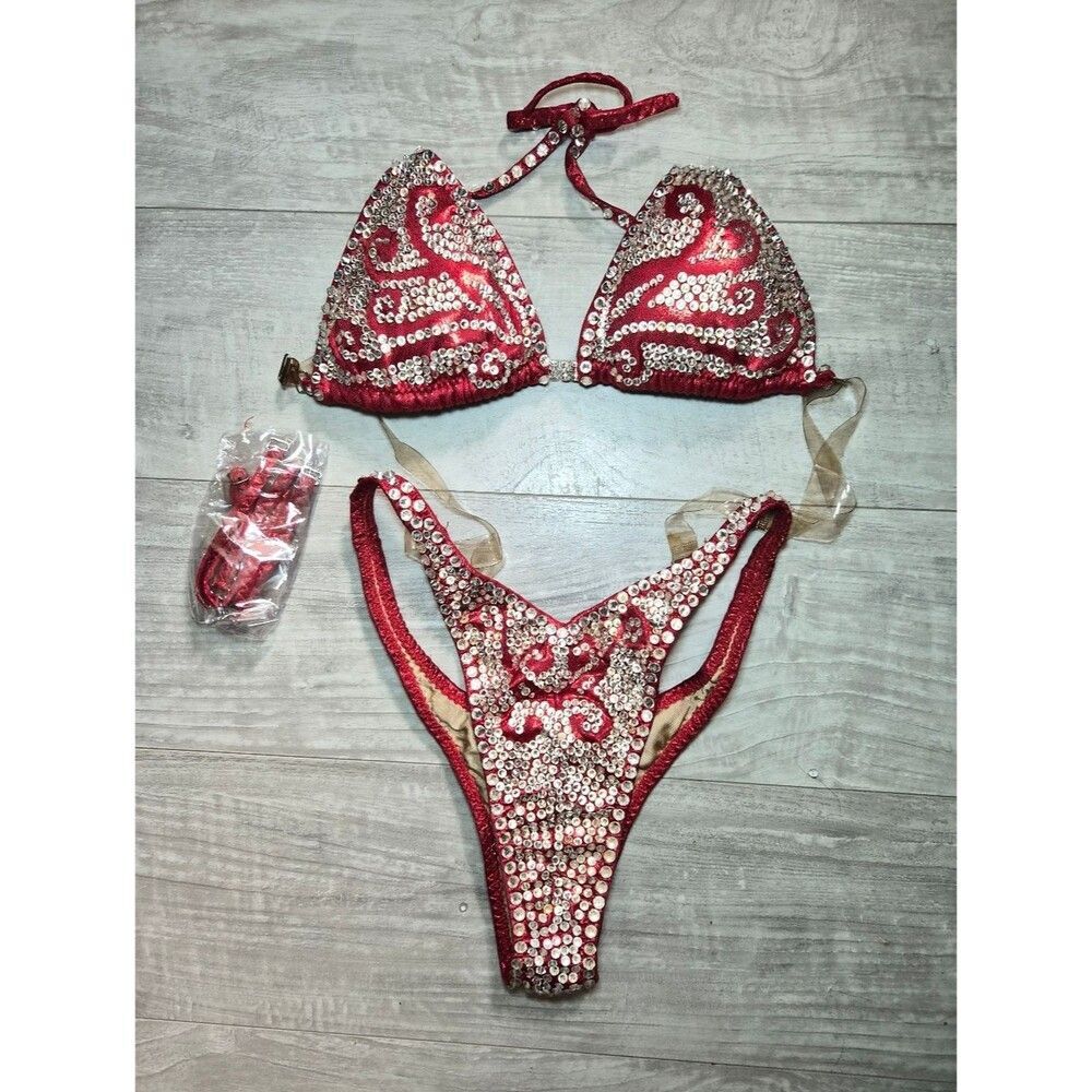 No-brand Women's Red and White Bikini-and-tankini-tops